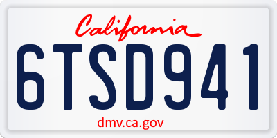CA license plate 6TSD941