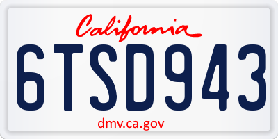 CA license plate 6TSD943