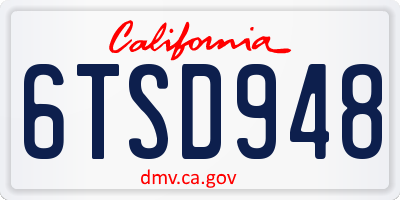 CA license plate 6TSD948