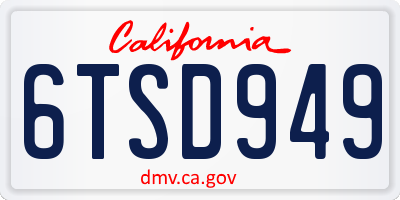 CA license plate 6TSD949
