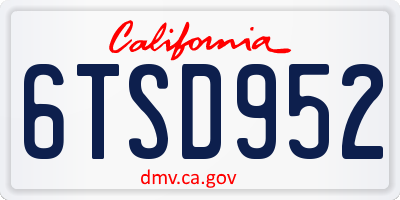 CA license plate 6TSD952