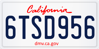 CA license plate 6TSD956