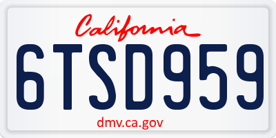 CA license plate 6TSD959