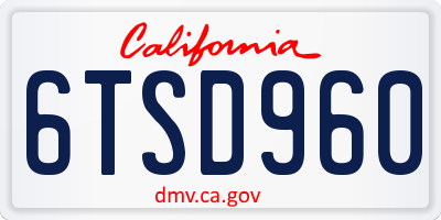 CA license plate 6TSD960