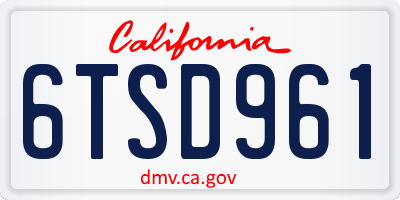 CA license plate 6TSD961