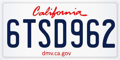 CA license plate 6TSD962