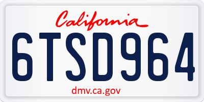 CA license plate 6TSD964