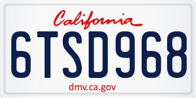 CA license plate 6TSD968