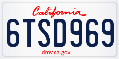 CA license plate 6TSD969