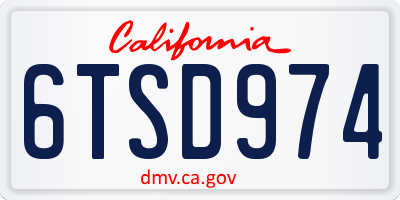 CA license plate 6TSD974
