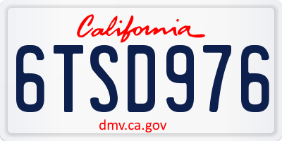 CA license plate 6TSD976