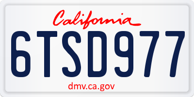 CA license plate 6TSD977