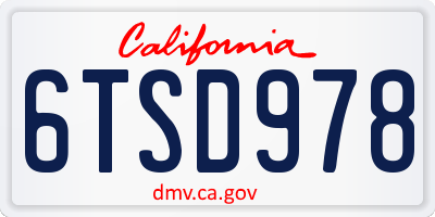 CA license plate 6TSD978