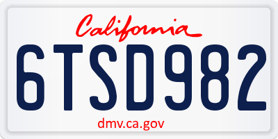 CA license plate 6TSD982