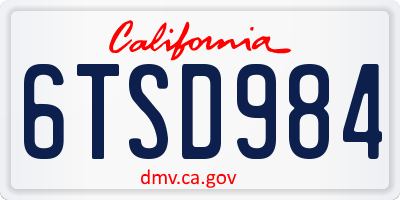 CA license plate 6TSD984