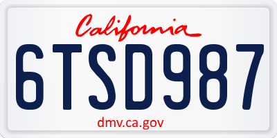 CA license plate 6TSD987