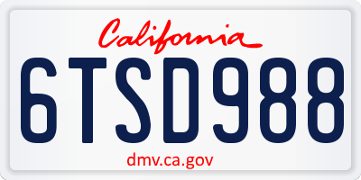 CA license plate 6TSD988