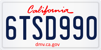 CA license plate 6TSD990