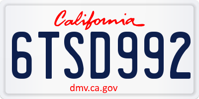 CA license plate 6TSD992