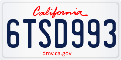 CA license plate 6TSD993