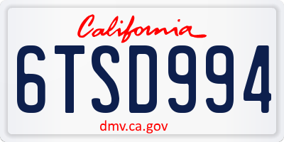CA license plate 6TSD994