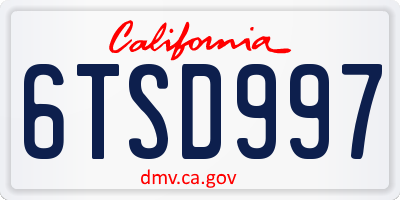CA license plate 6TSD997