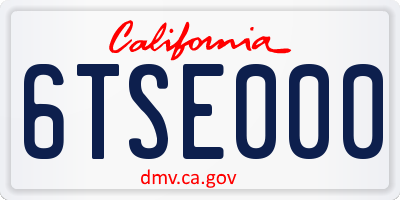 CA license plate 6TSE000