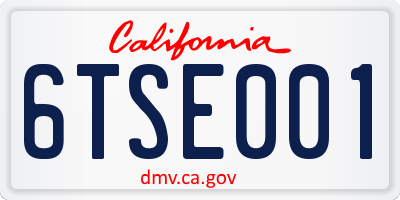 CA license plate 6TSE001