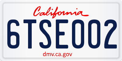 CA license plate 6TSE002