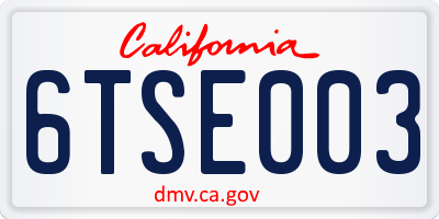 CA license plate 6TSE003