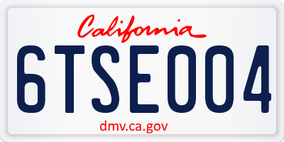 CA license plate 6TSE004