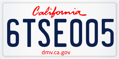 CA license plate 6TSE005