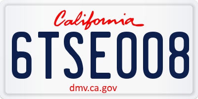 CA license plate 6TSE008