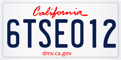 CA license plate 6TSE012