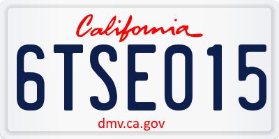 CA license plate 6TSE015