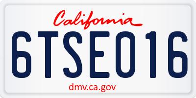 CA license plate 6TSE016