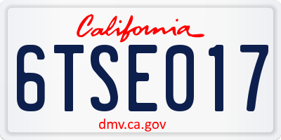 CA license plate 6TSE017