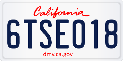CA license plate 6TSE018