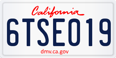 CA license plate 6TSE019