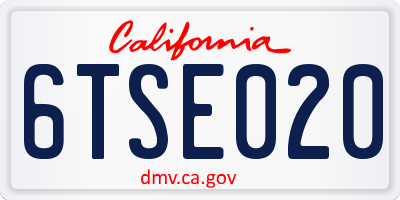 CA license plate 6TSE020