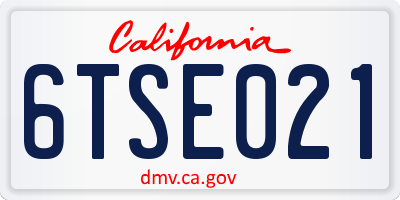 CA license plate 6TSE021
