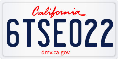 CA license plate 6TSE022