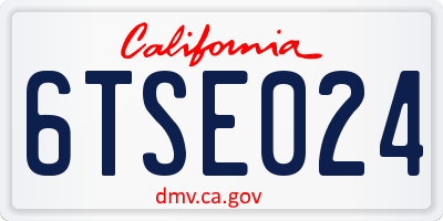 CA license plate 6TSE024