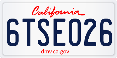 CA license plate 6TSE026