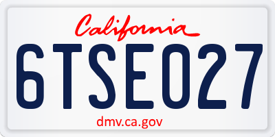 CA license plate 6TSE027