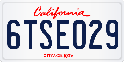 CA license plate 6TSE029