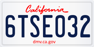 CA license plate 6TSE032