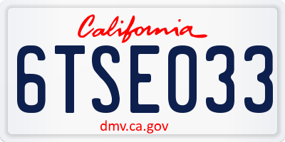 CA license plate 6TSE033