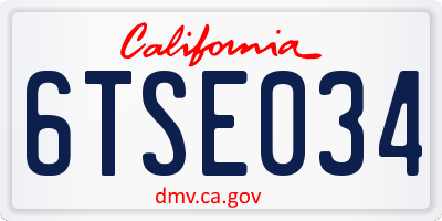 CA license plate 6TSE034