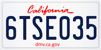 CA license plate 6TSE035